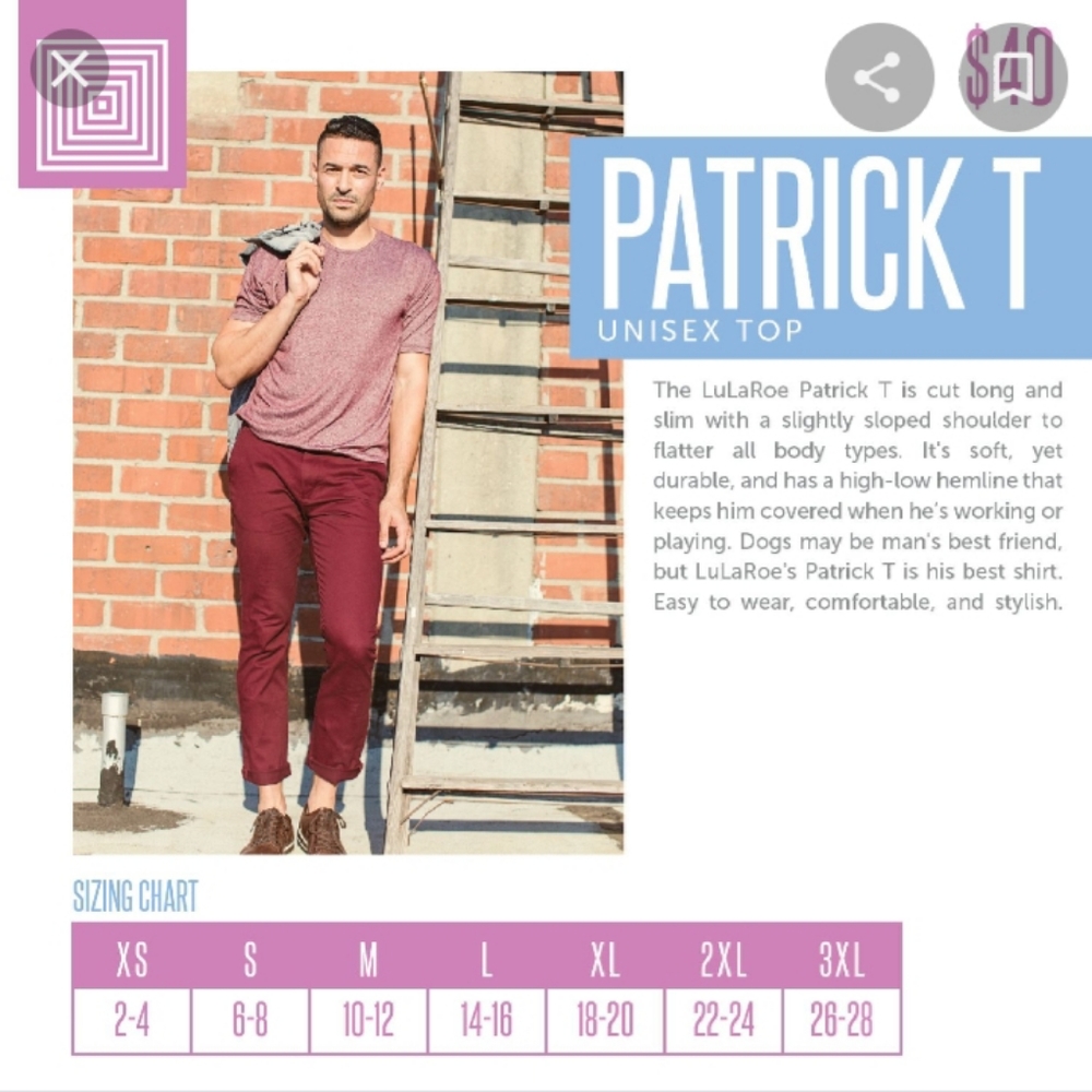 Lularoe Medium Leaf Patrick Tee - image 7